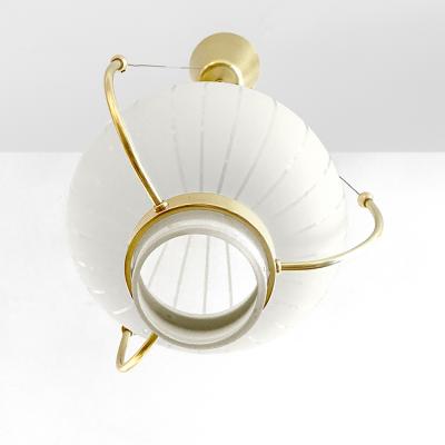 Orrefors ORREFORS PENDANT WITH POLISHED AND ACID ETCHED SHADE ON BRASS FRAME
