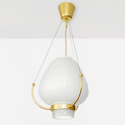  Orrefors ORREFORS PENDANT WITH POLISHED AND ACID ETCHED SHADE ON BRASS FRAME