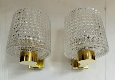  Orrefors Orrefors Carl Fagerlund Swedish Crystal 1950s Mid Century Wall Lamps