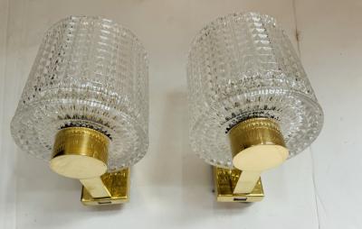  Orrefors Orrefors Carl Fagerlund Swedish Crystal 1950s Mid Century Wall Lamps