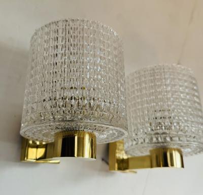 Orrefors Orrefors Carl Fagerlund Swedish Crystal 1950s Mid Century Wall Lamps