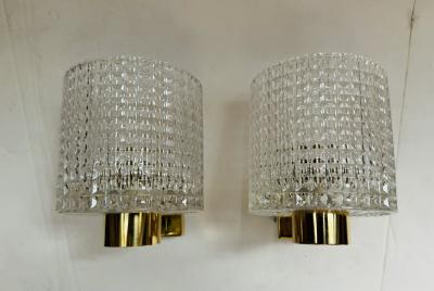  Orrefors Orrefors Carl Fagerlund Swedish Crystal 1950s Mid Century Wall Lamps