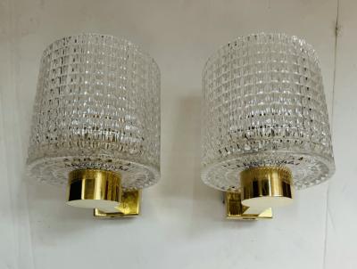  Orrefors Orrefors Carl Fagerlund Swedish Crystal 1950s Mid Century Wall Lamps