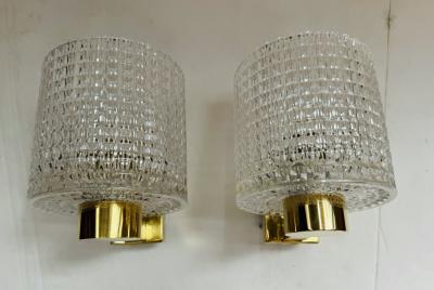  Orrefors Orrefors Carl Fagerlund Swedish Crystal 1950s Mid Century Wall Lamps