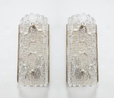  Orrefors Orrefors Croco Embossed Crystal Sconces 1 of 3 pairs