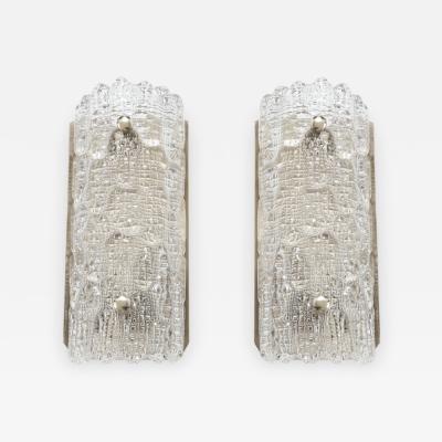  Orrefors Orrefors Croco Embossed Crystal Sconces 1 of 3 pairs