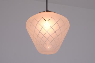  Orrefors Orrefors Pendant in Etched Diagonal Checkered Glass Swedish Modern 1950s