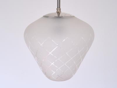  Orrefors Orrefors Pendant in Etched Diagonal Checkered Glass Swedish Modern 1950s