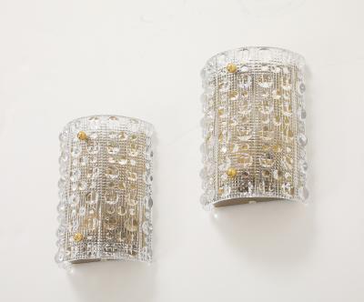  Orrefors Orrefors Scandinavian Modern Crystal Sconces
