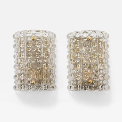  Orrefors Orrefors Scandinavian Modern Crystal Sconces