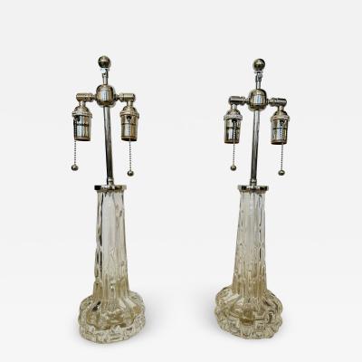  Orrefors Pair of 1950s Swedish Crystal Orrefors Carl Fagerlund Clear Table Lamps