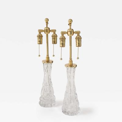  Orrefors Pair of 1960s Crystal lamps by Carl Fagerlund for Orrefors 