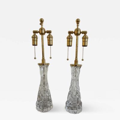  Orrefors Pair of 1970s Orrefors Crystal Lamps by Carl Fagerlund