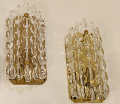  Orrefors Pair of Carl Fagerland Orrefors Swedish Mid Century Crystal Wall Lights