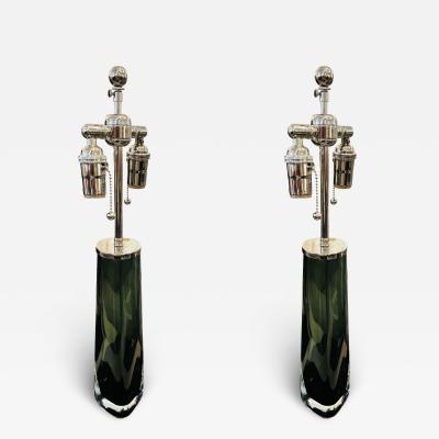  Orrefors Pair of Large Orrefors Crystal 1950s Swedish Table Lamps Mid Century