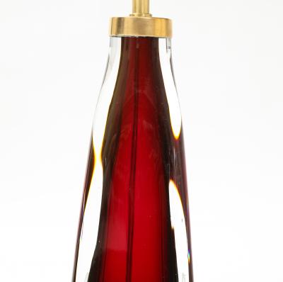  Orrefors Pair of Large Ruby Red Orrefors Lamps 