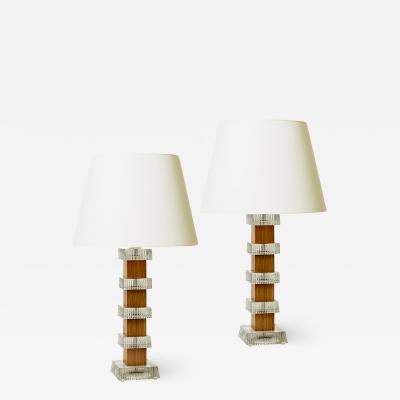  Orrefors Pair of Mod Table Lamps by Carl Fagerlund for Orrefors