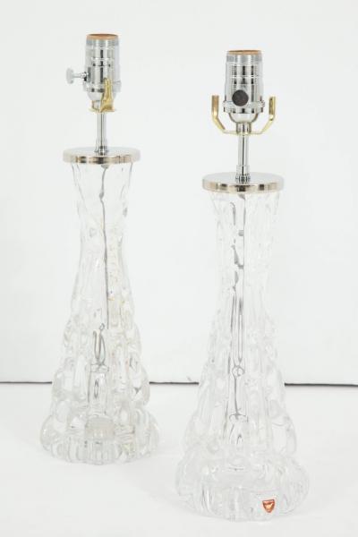  Orrefors Pair of Orrefors Crystal Lamps