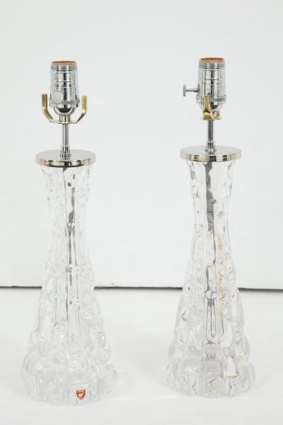 Orrefors Pair of Orrefors Crystal Lamps