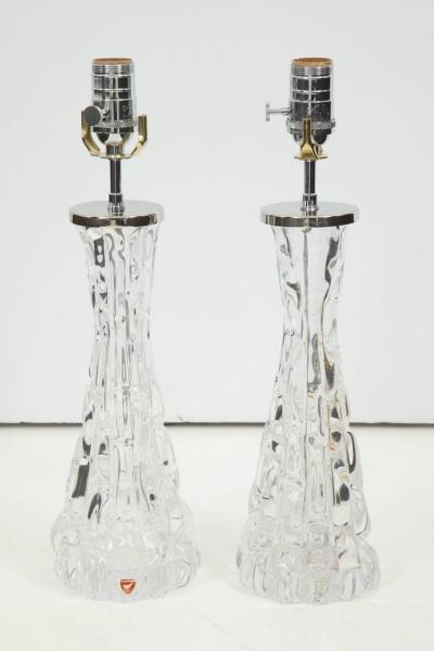  Orrefors Pair of Orrefors Crystal Lamps