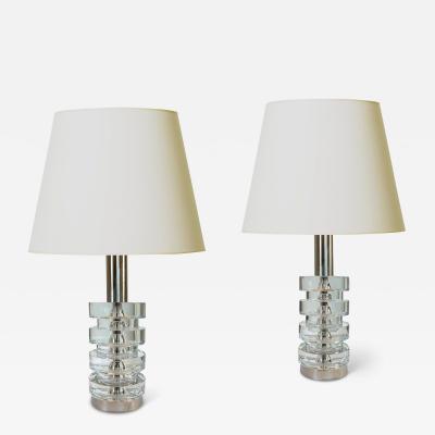  Orrefors Pair of Table Lamps by Carl Fagerlund for Orrefors