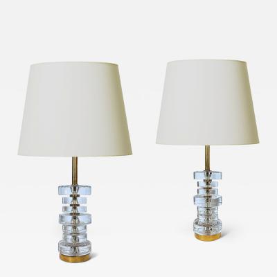  Orrefors Pair of Table Lamps by Carl Fagerlund for Orrefors