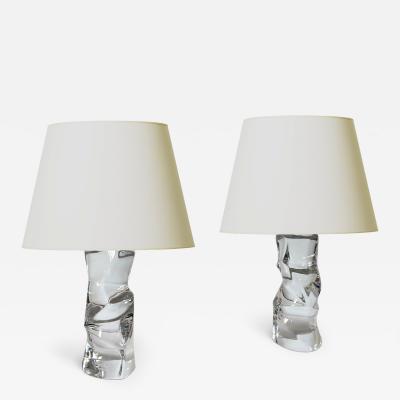  Orrefors Pair of Table Lamps by Olle Alberius for Orrefors