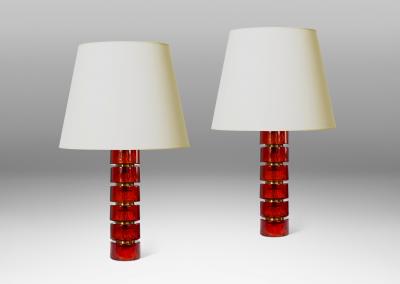  Orrefors Pair of Table Lamps in Whiskey Tint Glass Attributed to Carl Fagerlund