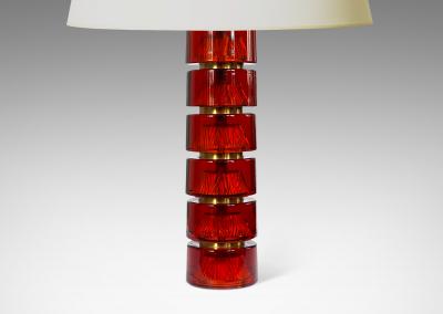  Orrefors Pair of Table Lamps in Whiskey Tint Glass Attributed to Carl Fagerlund