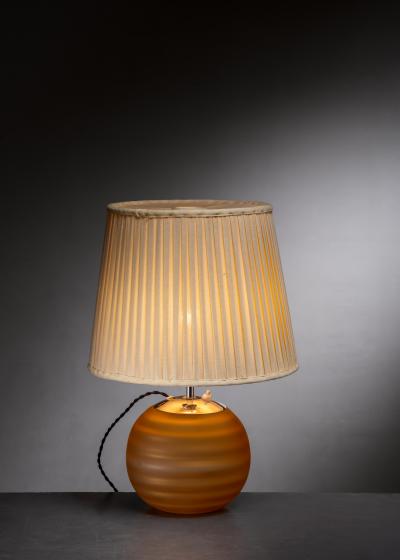  Orrefors Scandinavian Modern amber glass table lamp