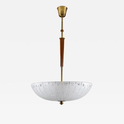  Orrefors Swedish Modern Glass and Brass Pendant by Orrefors