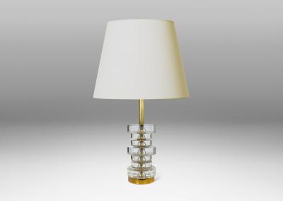  Orrefors Table Lamp in Crystal and Brass by Carl Fagerlund for Orrefors Glasbruk
