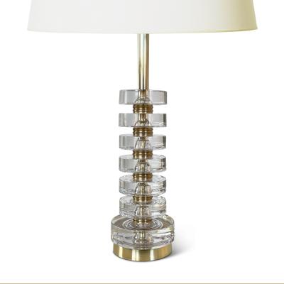  Orrefors Table Lamp in Crystal and Brass by Carlo Fagerlund for Orrefors