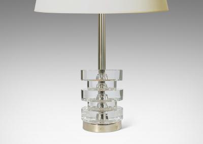  Orrefors Table Lamp in Crystal and Steel by Carl Fagerlund for Orrefors