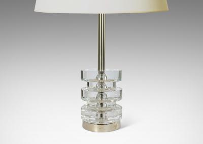  Orrefors Table Lamp in Crystal and Steel by Carl Fagerlund for Orrefors