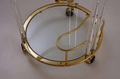 Orsenigo Lucite and Brass Bar Cart or Trolley by Orsenigo Italy circa 1980