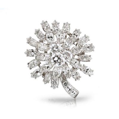  Oscar Heyman Brothers OSCAR HEYMAN CIRCA 1960S PLATINUM 15 CARAT DIAMOND FLOWER BROOCH