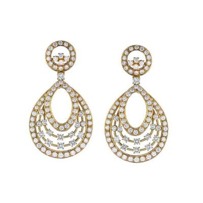  Oscar Heyman Brothers OSCAR HEYMAN HANGING 18K YELLOW GOLD 13 CARAT CHANDELIER DIAMOND EARRINGS