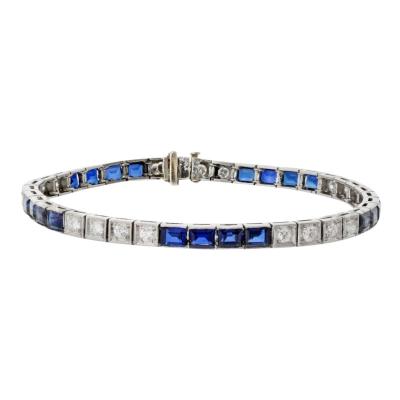  Oscar Heyman Brothers OSCAR HEYMAN PLATINUM SAPPHIRE DIAMOND BRACELET