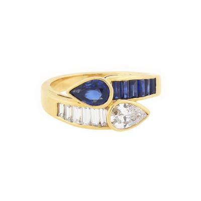  Oscar Heyman Brothers OSCAR HEYMAN Vintage 18kt Diamond Sapphire Bypass Ring