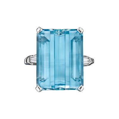  Oscar Heyman Brothers Oscar Heyman Aquamarine and Diamond Ring