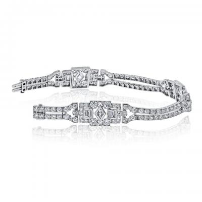  Oscar Heyman Brothers Oscar Heyman Art Deco Platinum One Line Diamond Bracelet