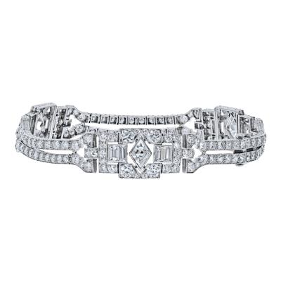  Oscar Heyman Brothers Oscar Heyman Art Deco Platinum One Line Diamond Bracelet