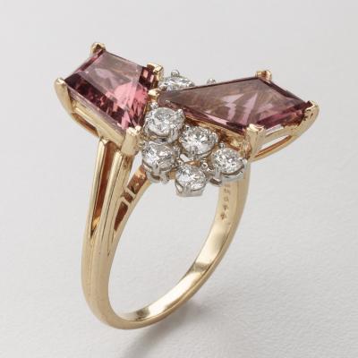  Oscar Heyman Brothers Oscar Heyman Diamond Pink Tourmaline Platinum Gold Ring
