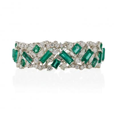  Oscar Heyman Brothers Oscar Heyman Emerald and Diamond Bracelet