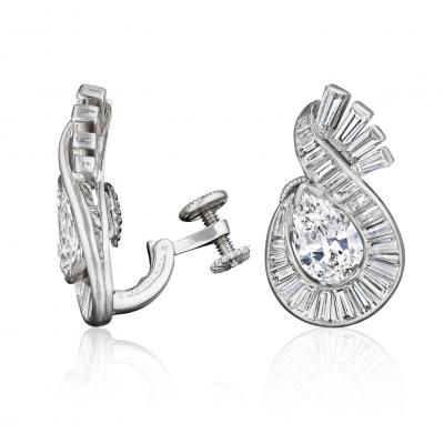  Oscar Heyman Brothers Oscar Heyman Mid Century Diamond Earrings