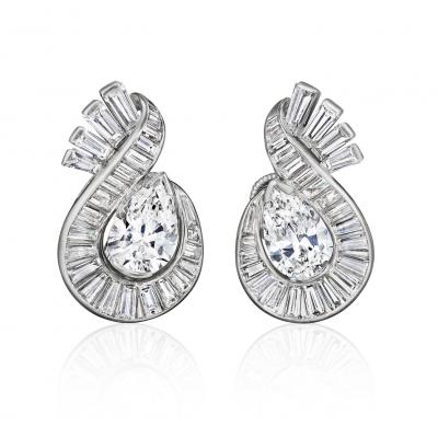  Oscar Heyman Brothers Oscar Heyman Mid Century Diamond Earrings