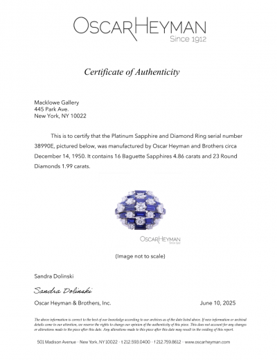  Oscar Heyman Brothers Oscar Heyman Mid Century Sapphire Ring