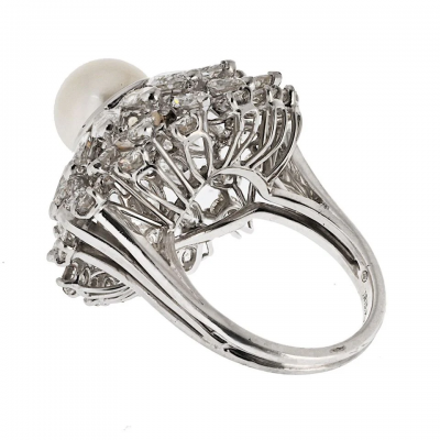 Oscar Heyman Brothers Oscar Heyman Platinum 6 00cttw Diamond And Pearl Ring
