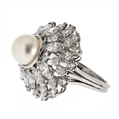  Oscar Heyman Brothers Oscar Heyman Platinum 6 00cttw Diamond And Pearl Ring